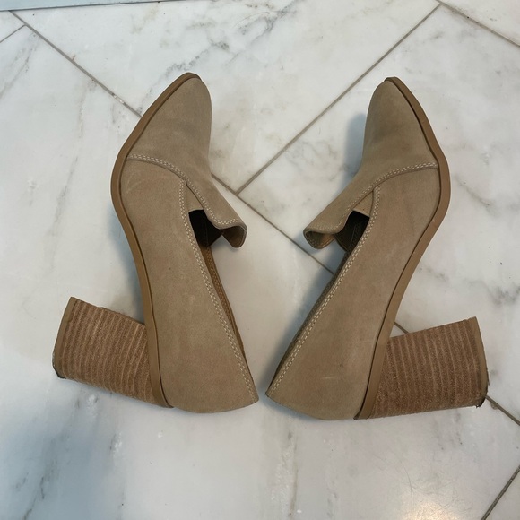 Joie, Wevenly tan suede leather block heel loafers size 8.5 work office comfort - Picture 9 of 11